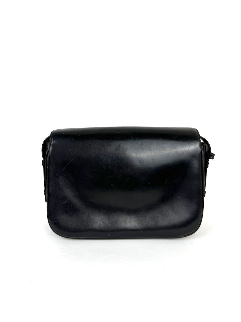 Celine Triomphe black leather shoulder bag