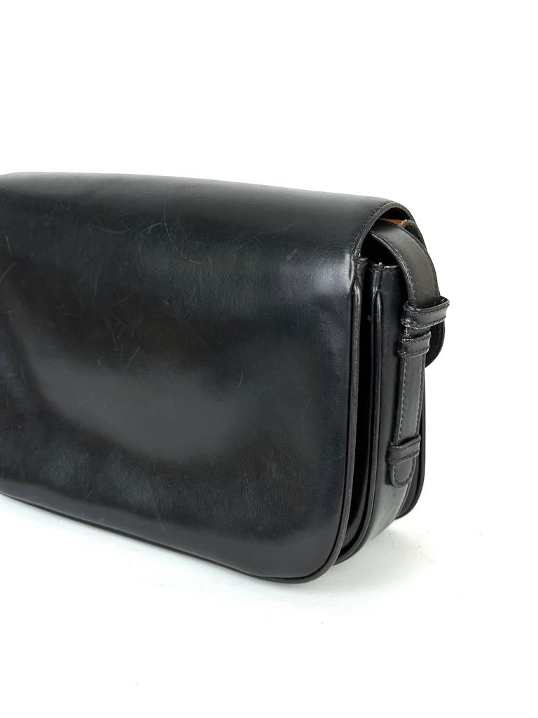 Celine Triomphe black leather shoulder bag
