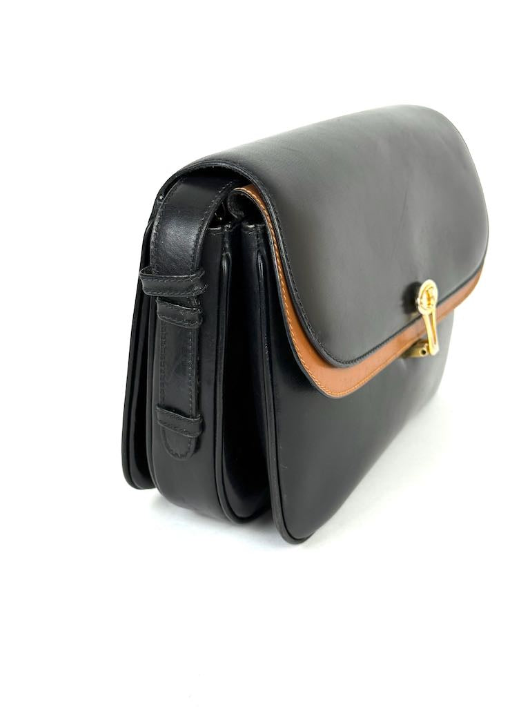 Celine Triomphe black leather shoulder bag