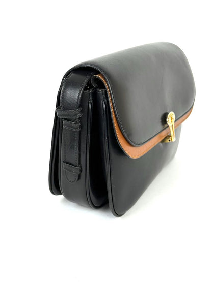 Celine Triomphe black leather shoulder bag