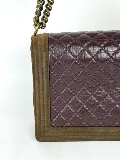 Chanel Boy Bag Large in burgundy and suede