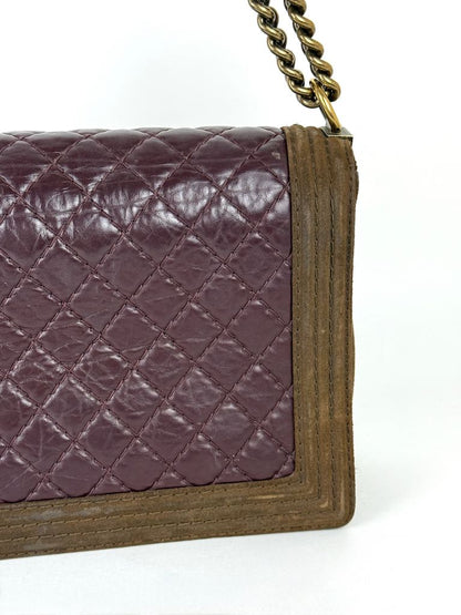 Chanel Boy Bag Large in burgundy and suede