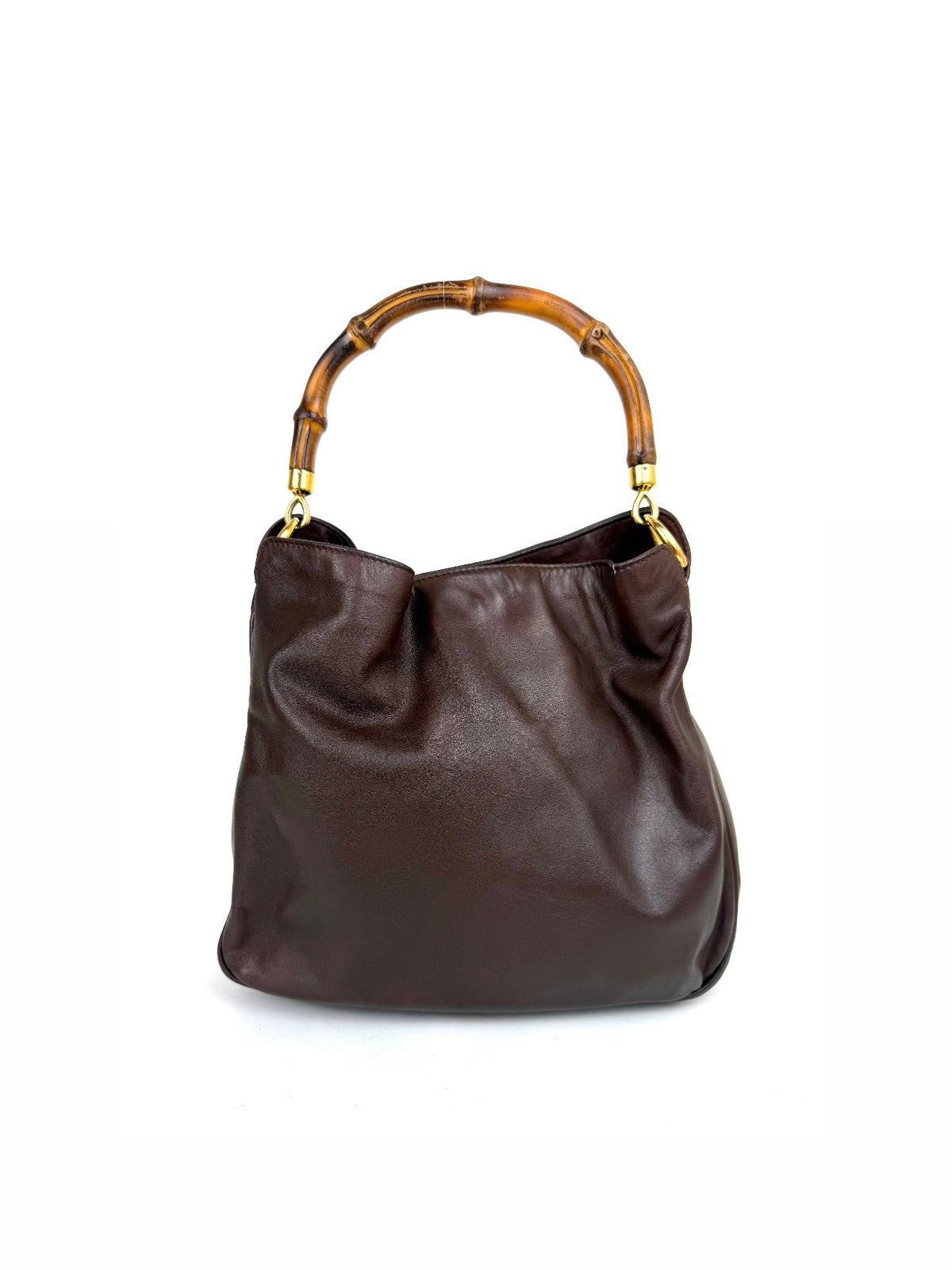 Vintage Gucci Leather Handbag with Bamboo Handle