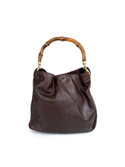 Vintage Gucci Leather Handbag with Bamboo Handle