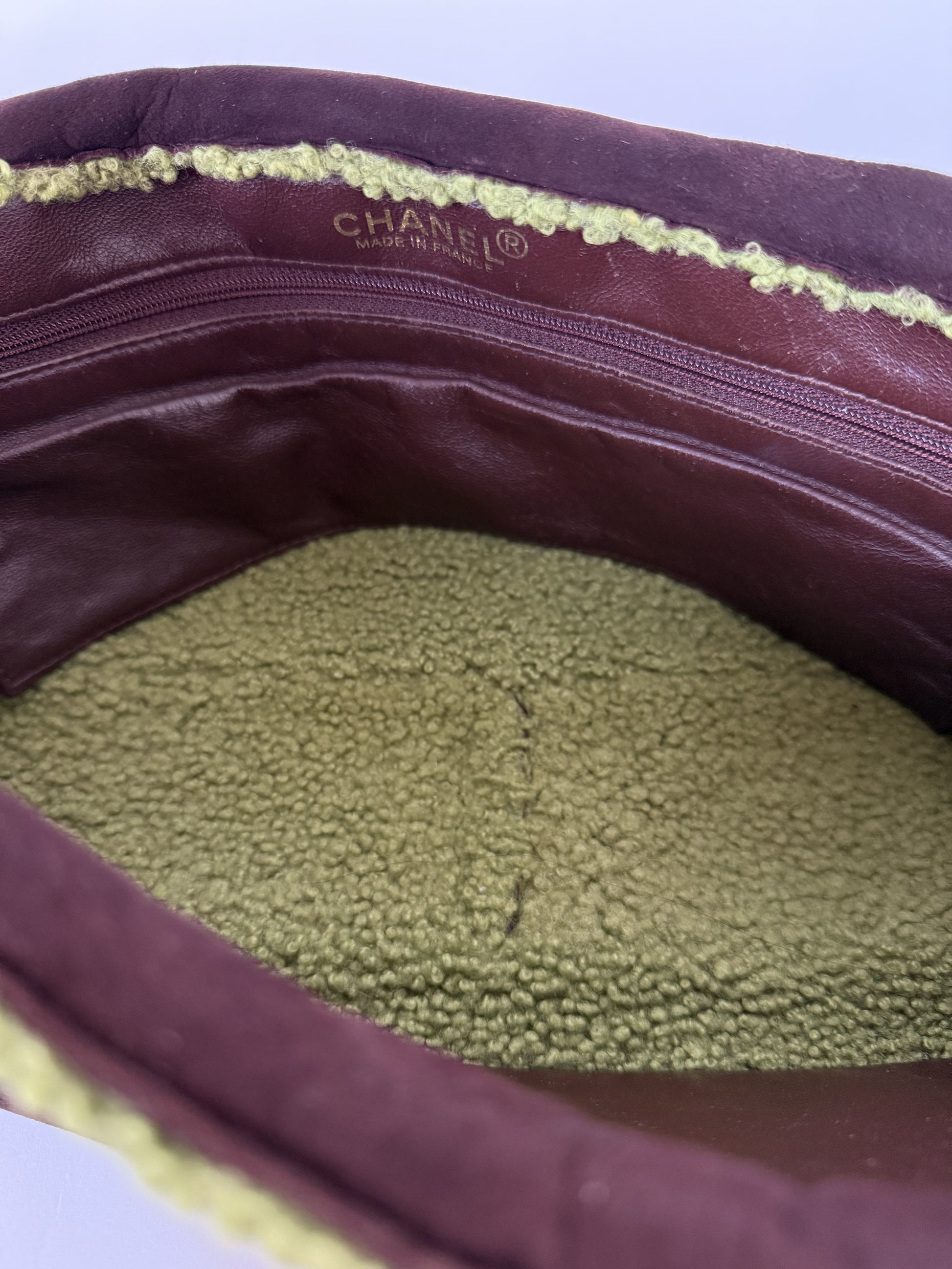 Chanel Brown Shearling Mouton Tote Bag with Cocomark
