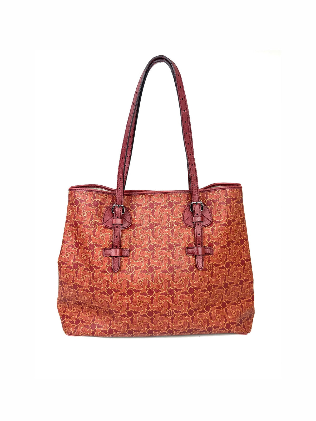 Celine Carriage Motif Tote Bag in red