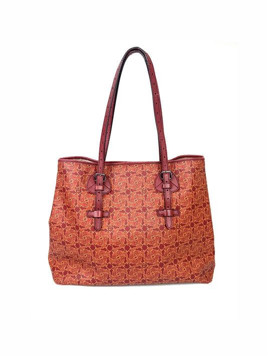 Celine Carriage Motif Tote Bag in red