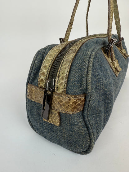 Fendi denim python leather