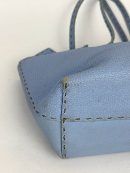 Fendi Light Blue Selleria Leather Tote Bag