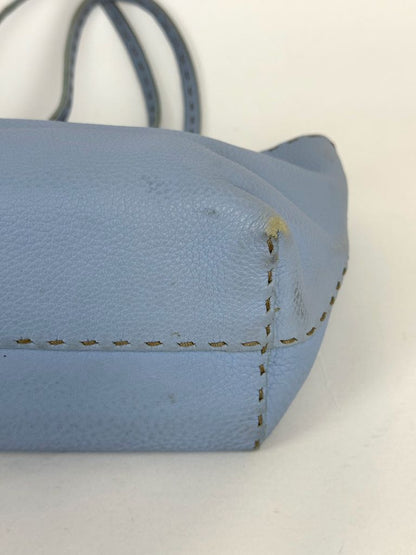 Fendi Light Blue Selleria Leather Tote Bag