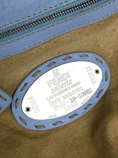 Fendi Light Blue Selleria Leather Tote Bag