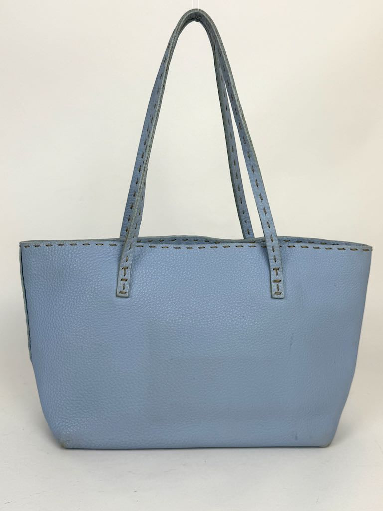 Fendi Light Blue Selleria Leather Tote Bag