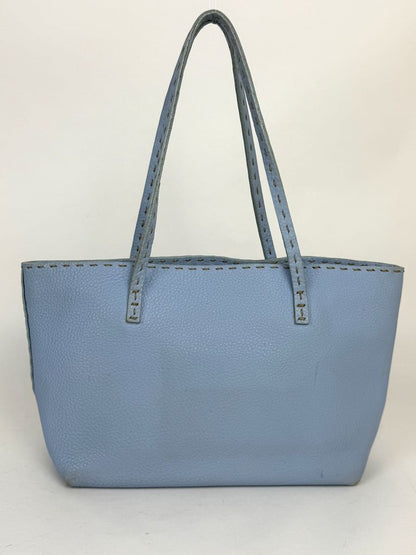 Fendi Light Blue Selleria Leather Tote Bag
