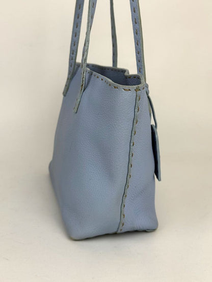 Fendi Light Blue Selleria Leather Tote Bag