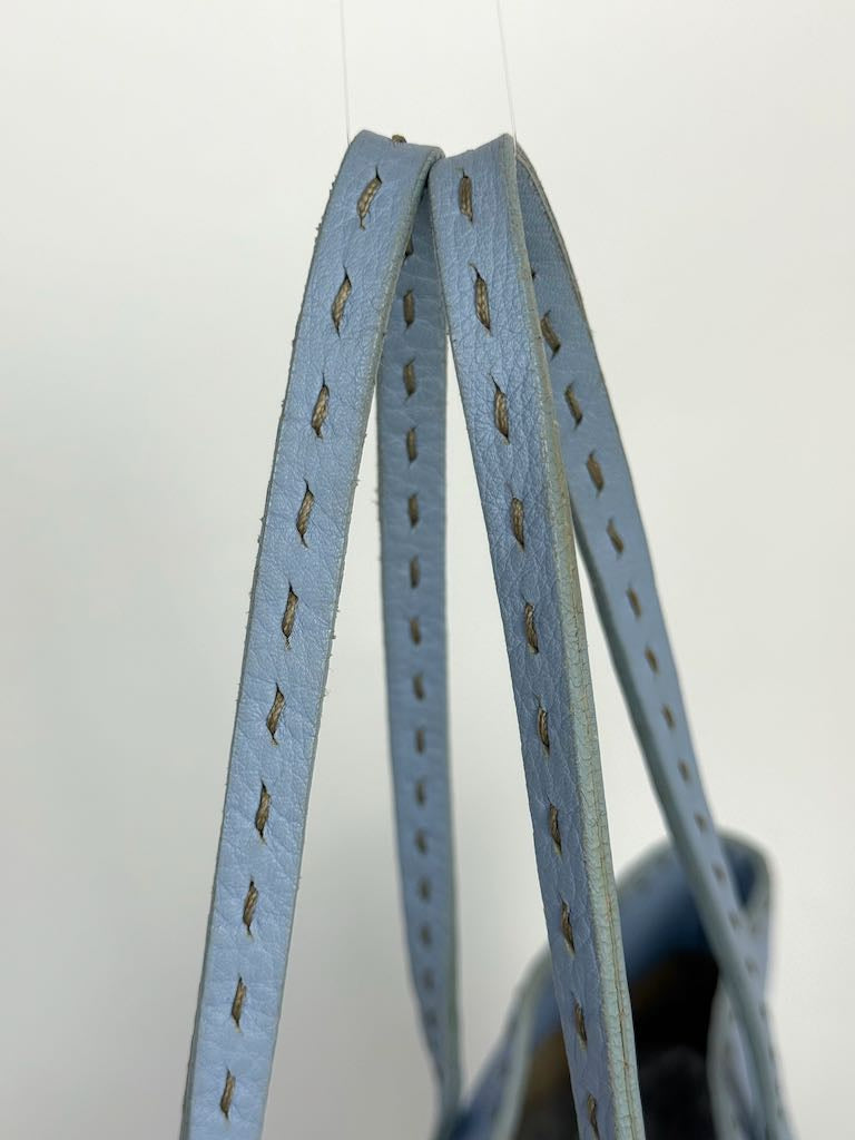 Fendi Light Blue Selleria Leather Tote Bag