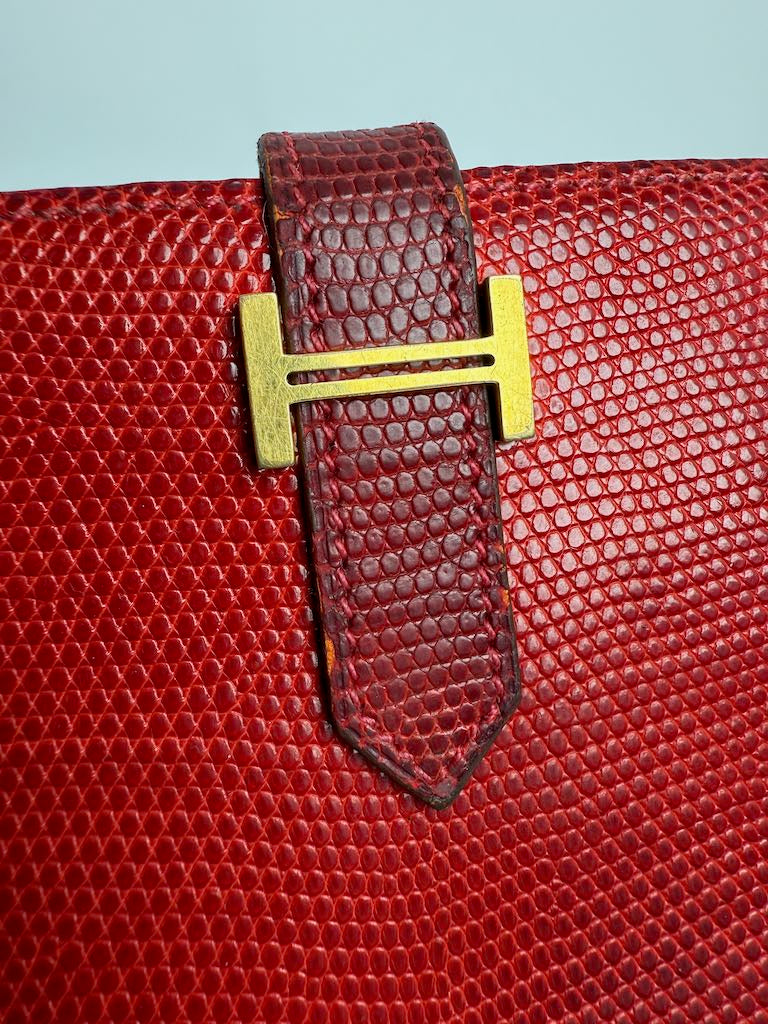 Hermès Bearn Lizard Bi-fold Long Wallet