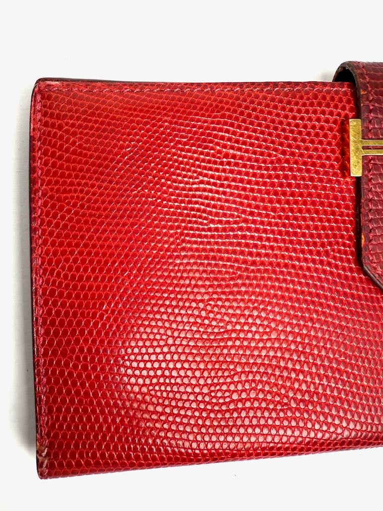 Hermès Bearn Lizard Bi-fold Long Wallet