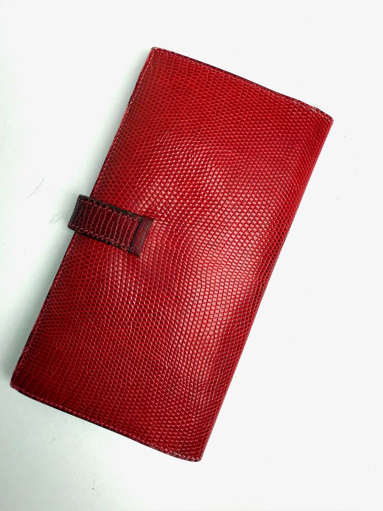 Hermès Bearn Lizard Bi-fold Long Wallet