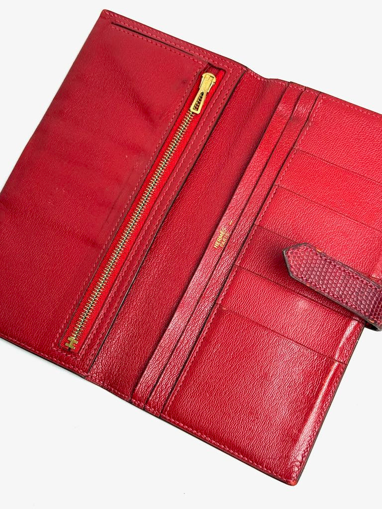 Hermès Bearn Lizard Bi-fold Long Wallet