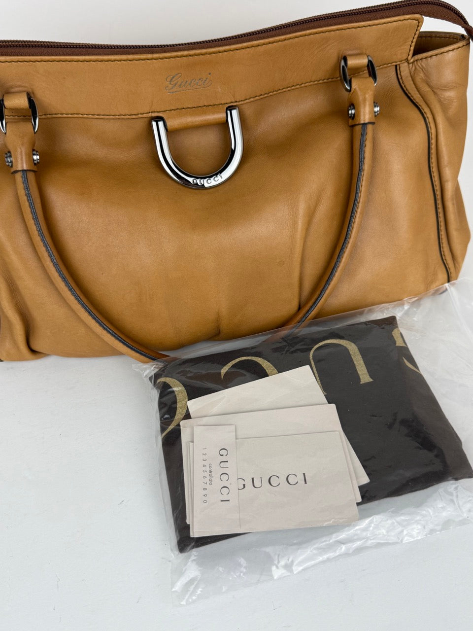 Gucci Abbey Line D-ring Leather Shoulder Bag