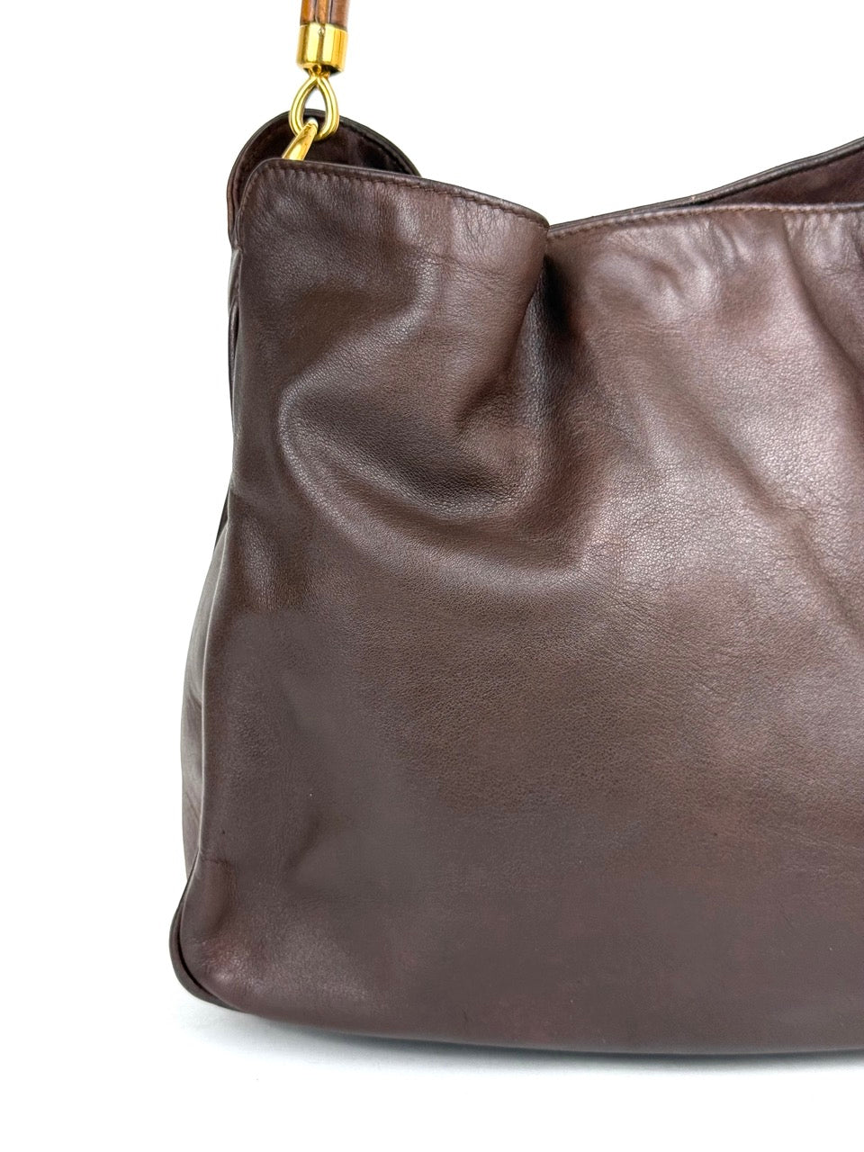 Vintage Gucci Leather Handbag with Bamboo Handle