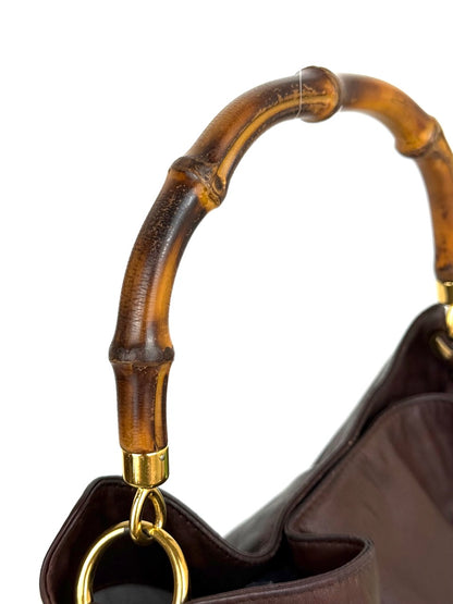 Vintage Gucci Leather Handbag with Bamboo Handle