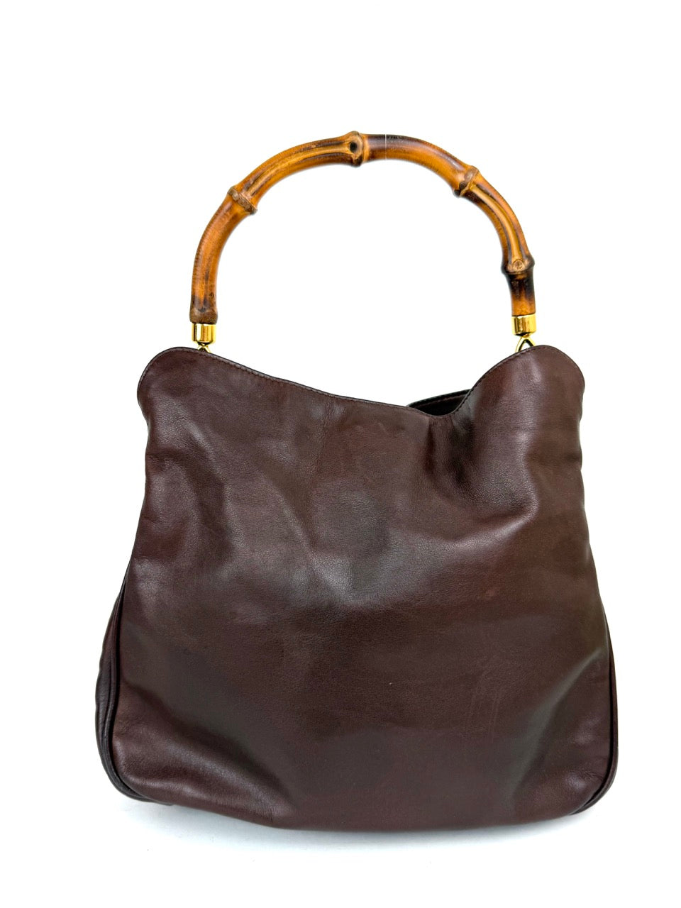 Vintage Gucci Leather Handbag with Bamboo Handle