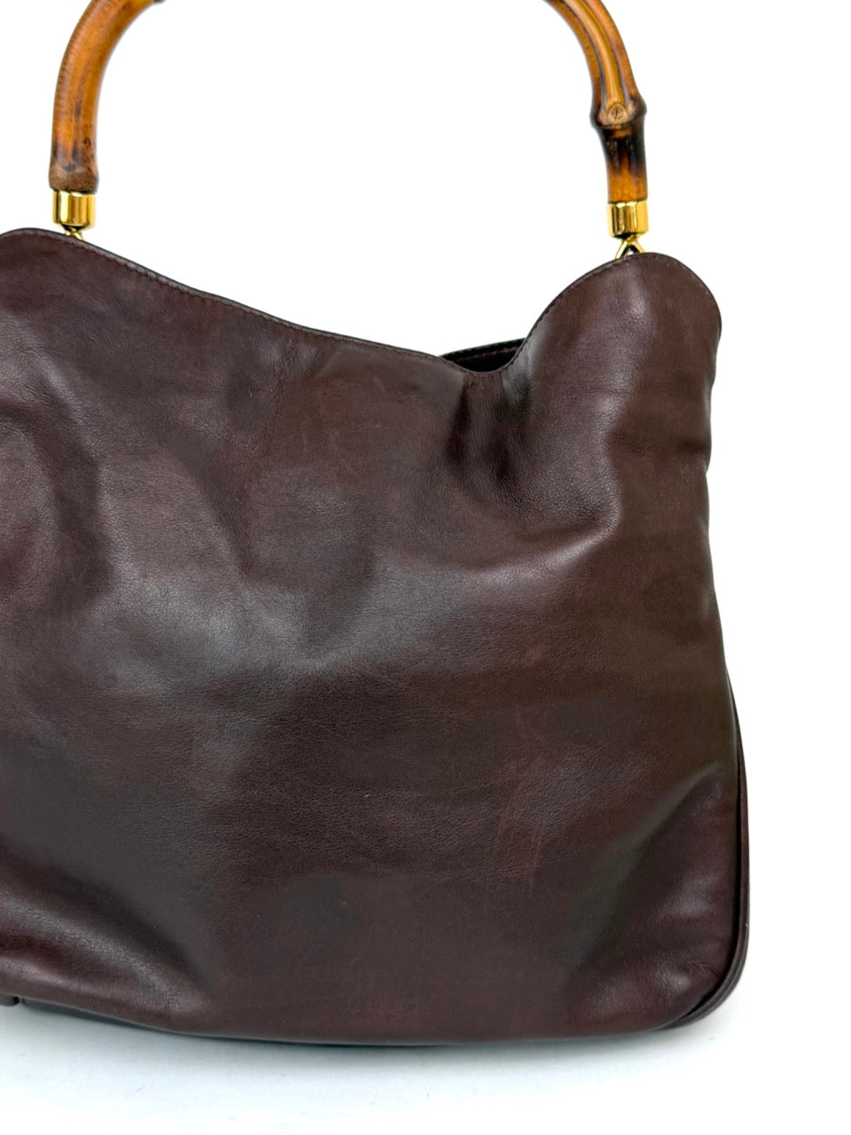 Vintage Gucci Leather Handbag with Bamboo Handle