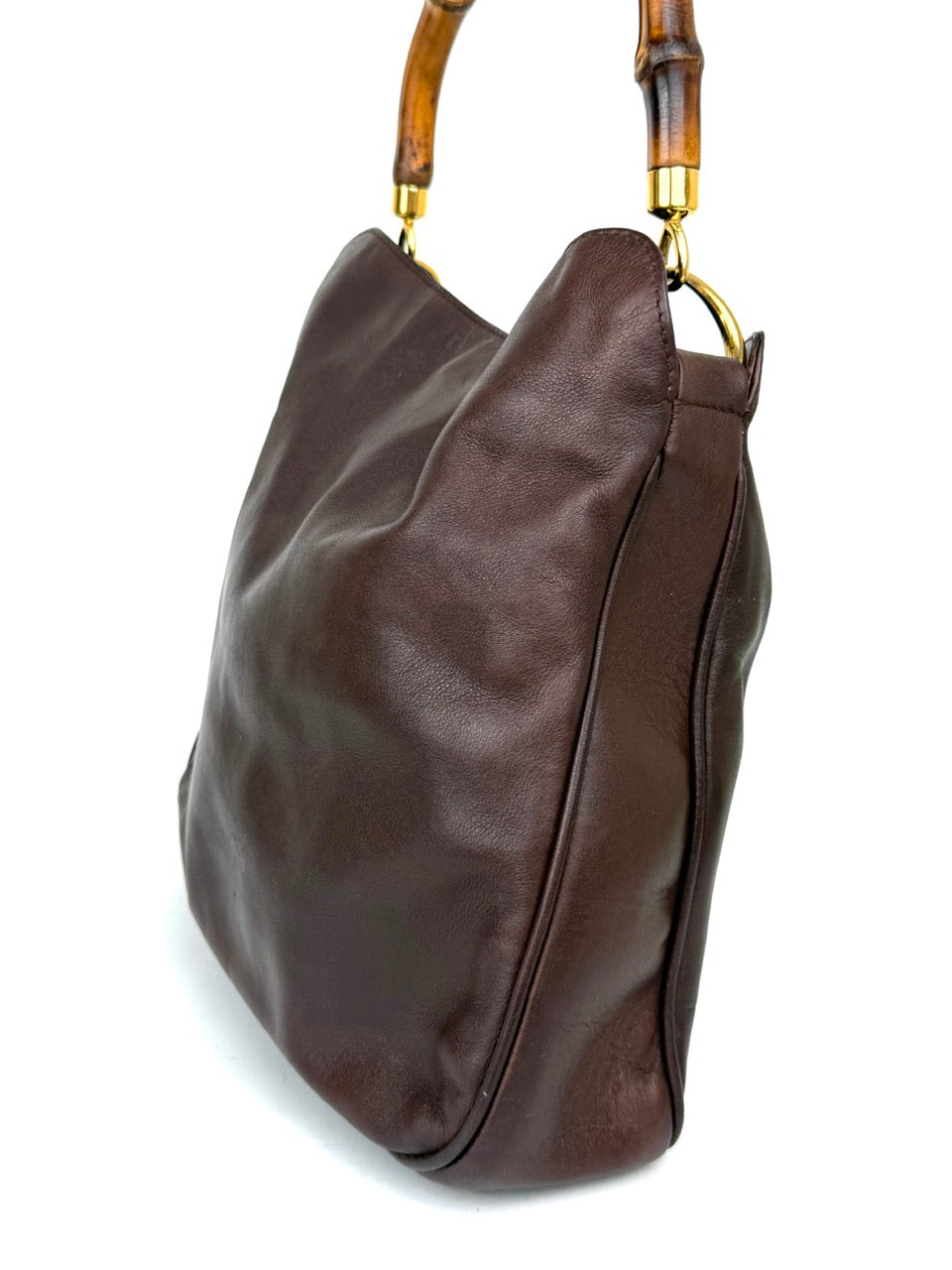Vintage Gucci Leather Handbag with Bamboo Handle
