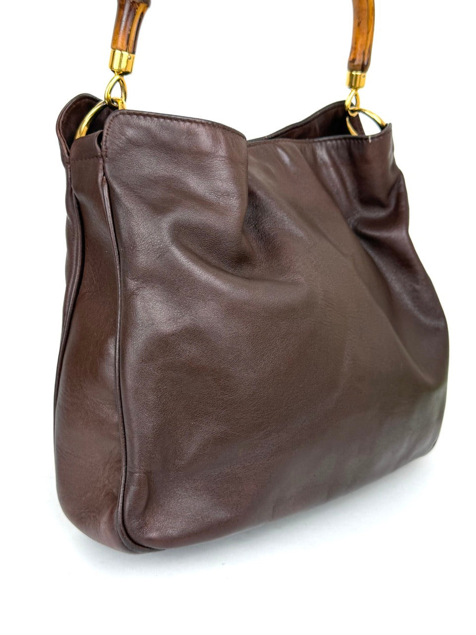 Vintage Gucci Leather Handbag with Bamboo Handle