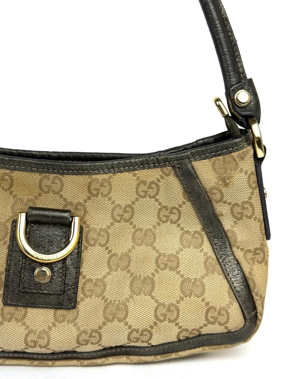 Gucci GG Canvas Abbey Line D-ring Shoulder Bag