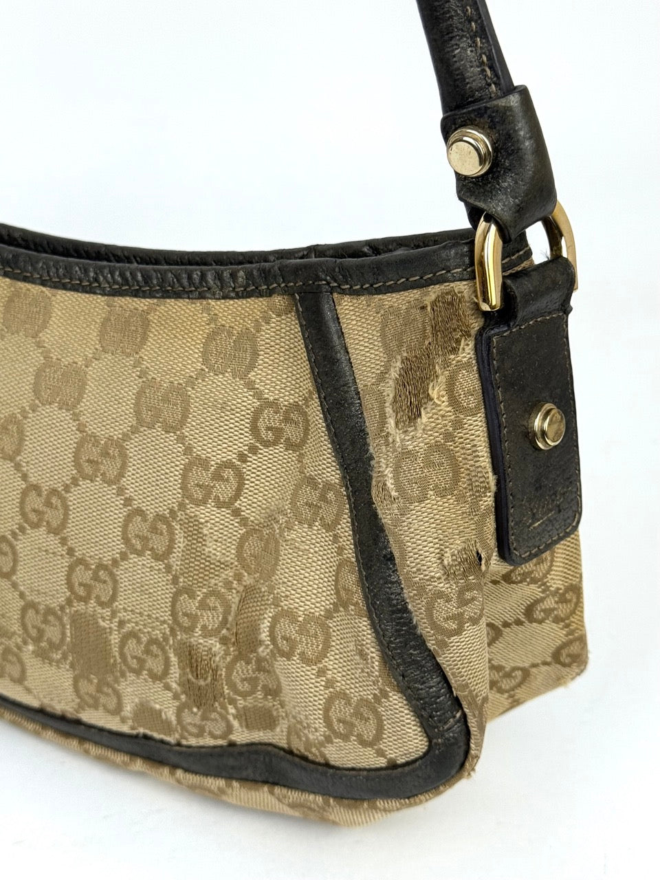 Gucci GG Canvas Abbey Line D-ring Shoulder Bag
