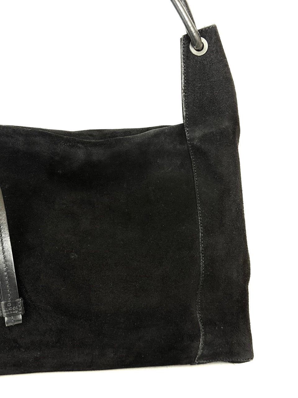Gucci Large Shoulder Bag in black suede