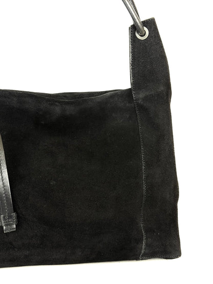Gucci Large Shoulder Bag in black suede