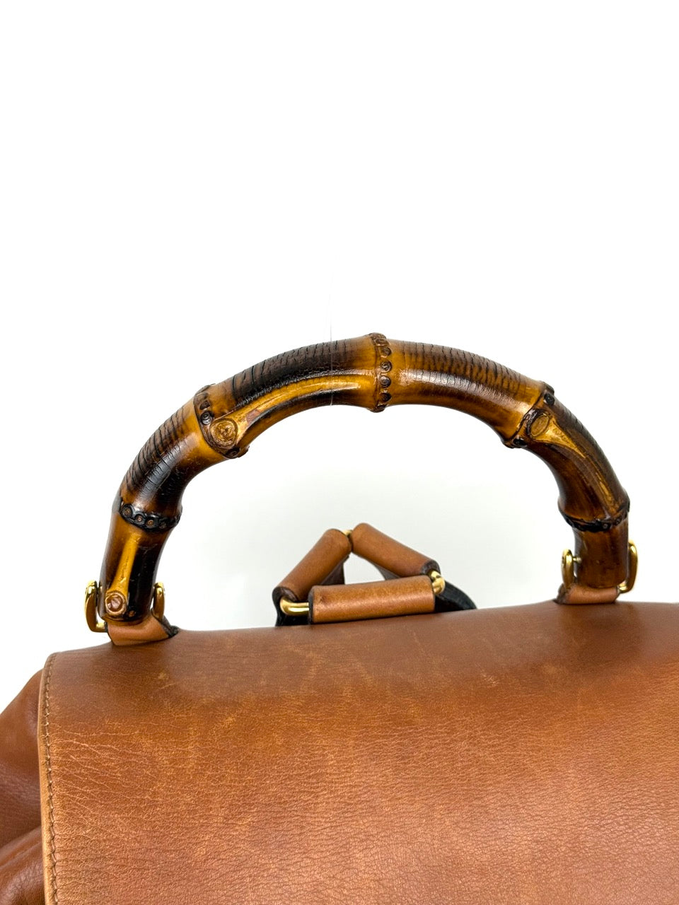 Vintage Gucci Bamboo Backpack in brown leather – photo 4