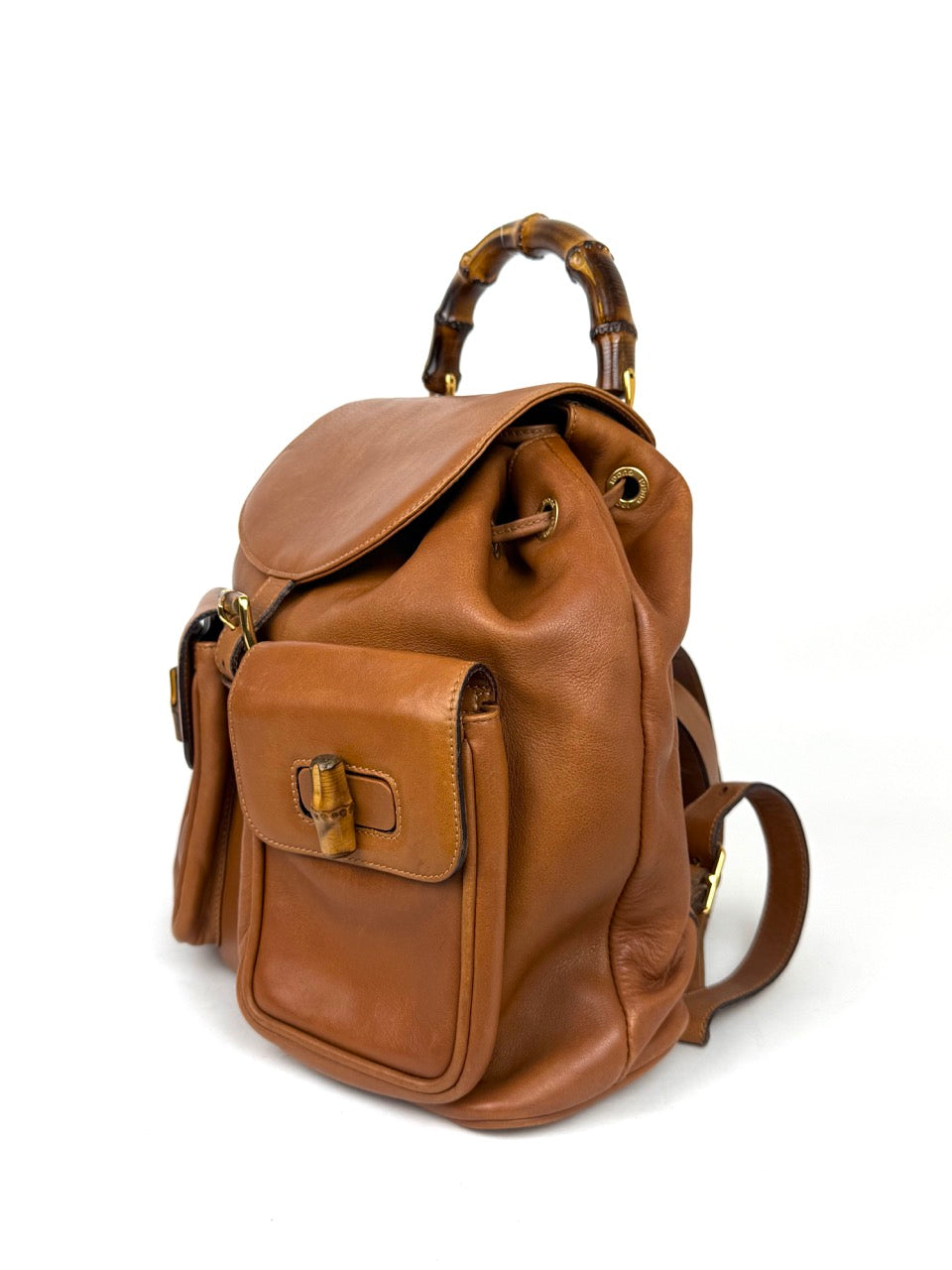 Vintage Gucci Bamboo Backpack in brown leather – photo 5