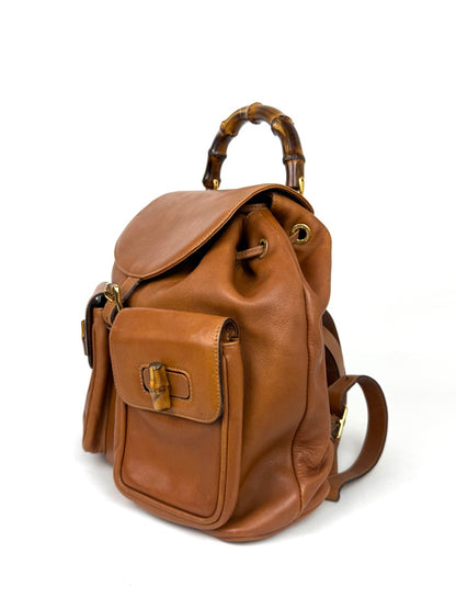 Vintage Gucci Bamboo Backpack in brown leather – photo 5