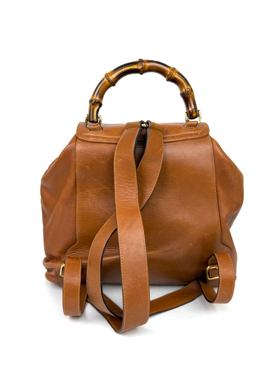 Vintage Gucci Bamboo Backpack in brown leather – photo 6
