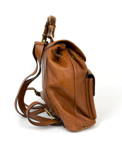 Vintage Gucci Bamboo Backpack in brown leather – photo 7
