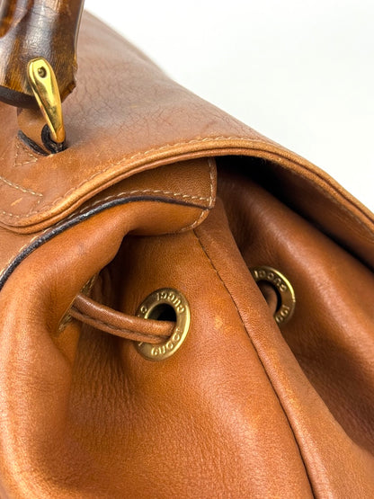 Vintage Gucci Bamboo Backpack in brown leather – photo 8