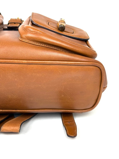 Vintage Gucci Bamboo Backpack in brown leather – photo 10