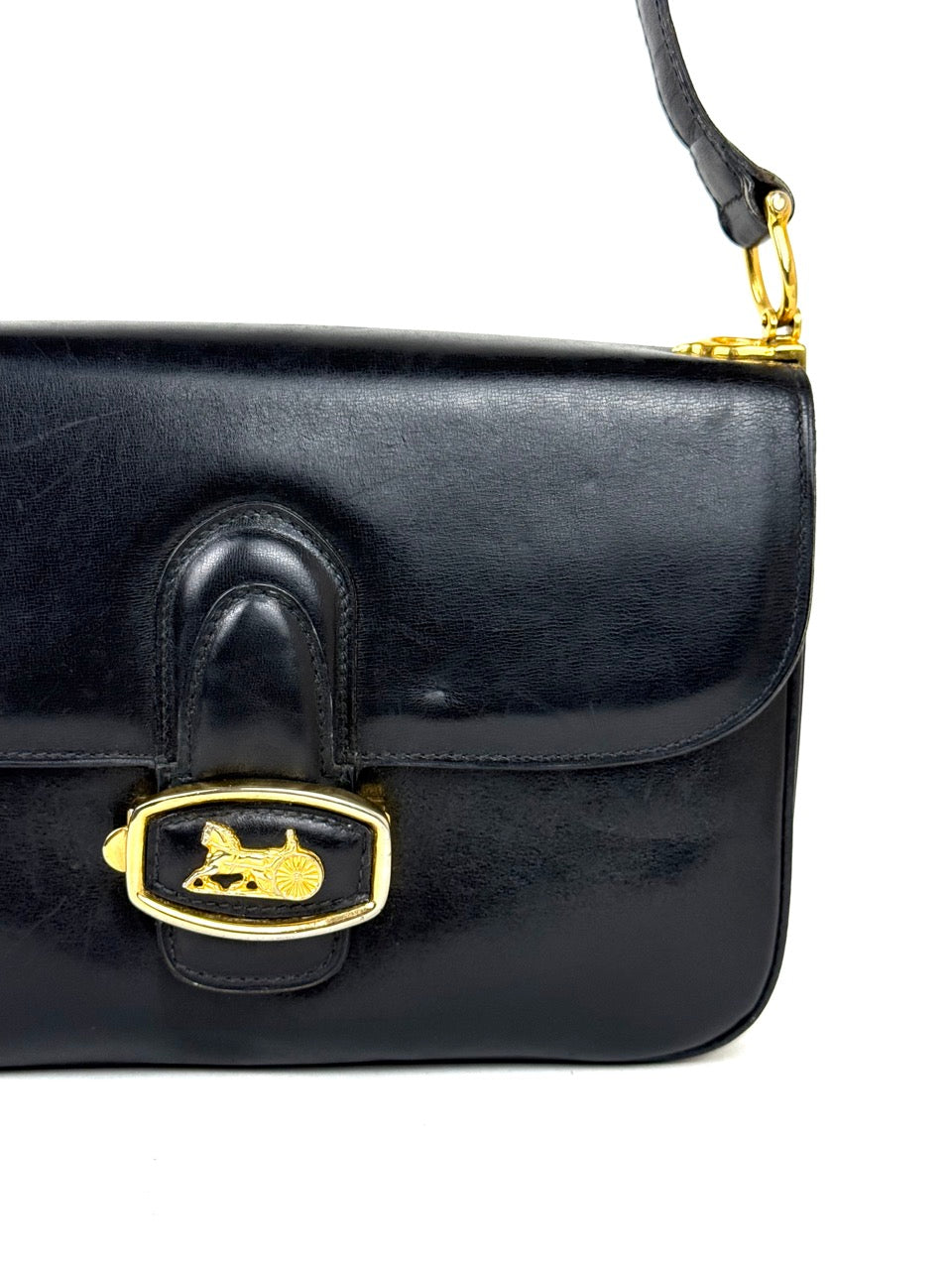 Vintage Celine Horse Carriage Shoulder Bag in black leather – photo 3