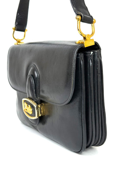 Vintage Celine Horse Carriage Shoulder Bag in black leather – photo 4