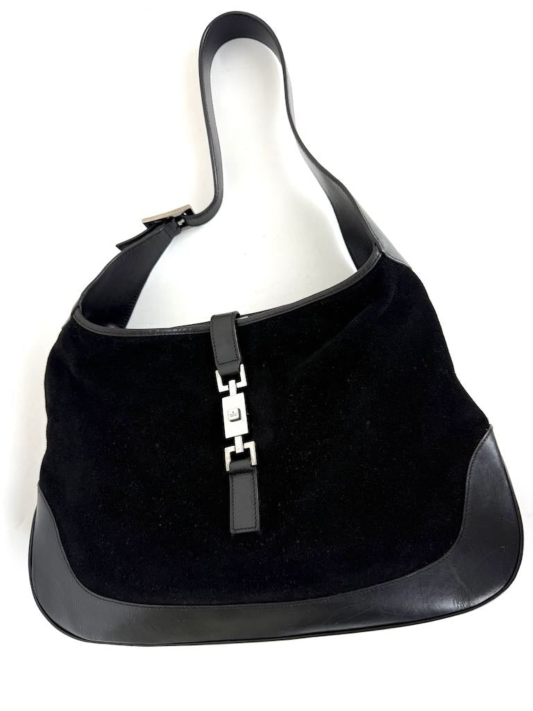 Gucci Jackie Large in Black Leather and Suede