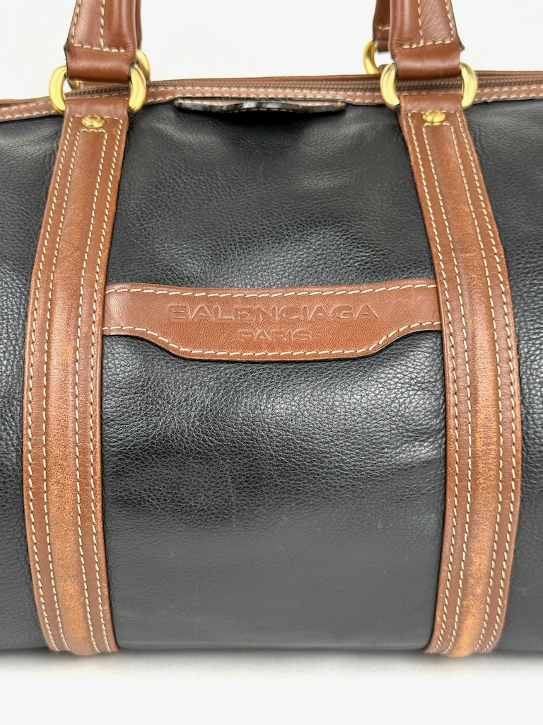 Balenciaga 48h Boston Bag in black leather